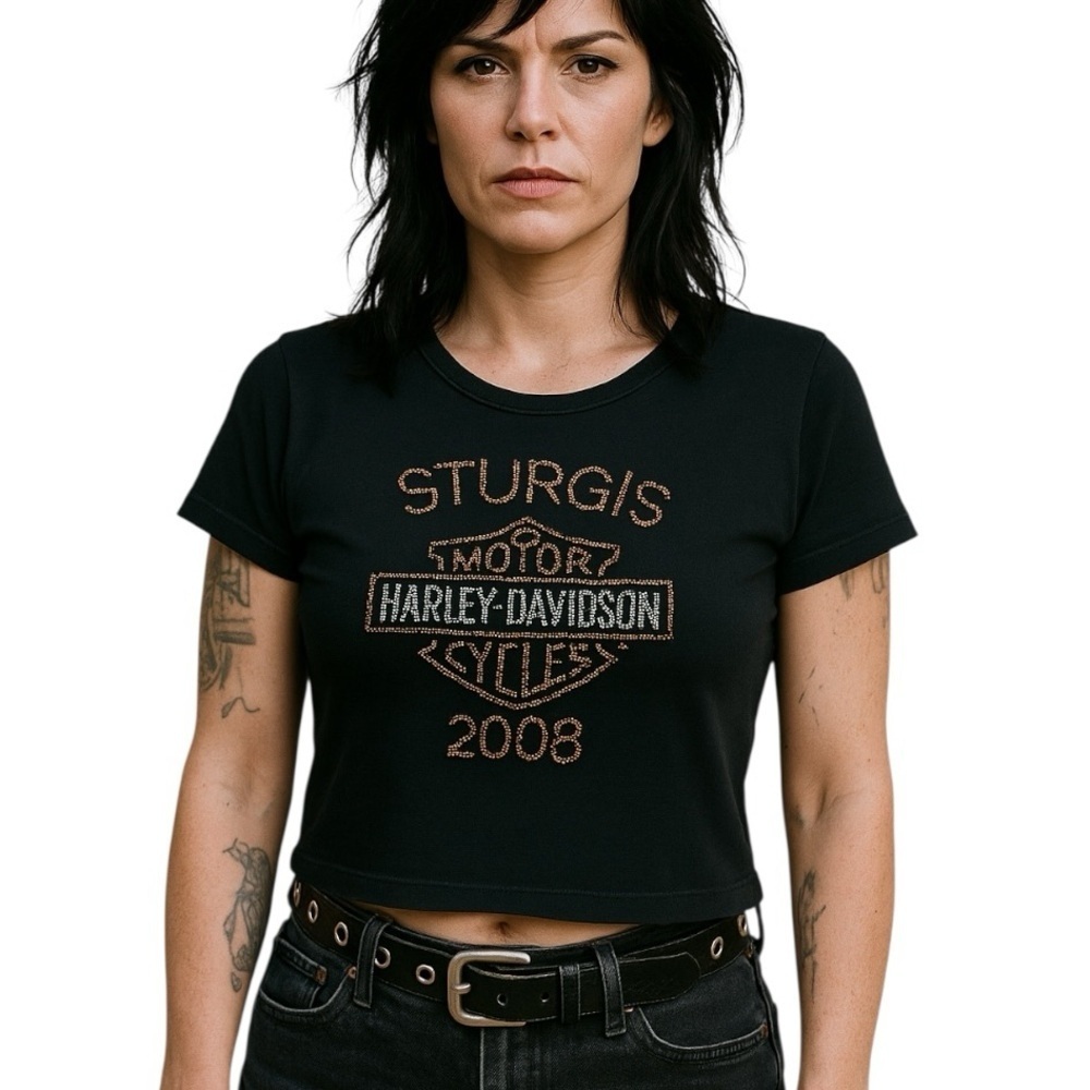 Harley Davidson XL Sturgis 2008 100% Cotton Rhinestone Tshirt Biker